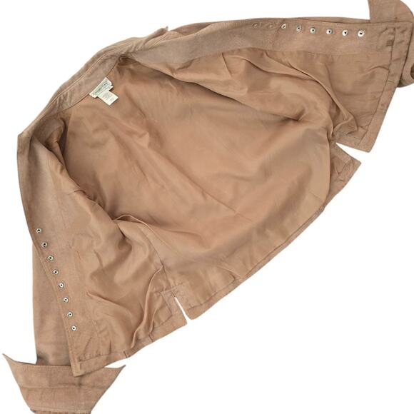 ColdWater Creek Womens Genuine Tan Leather Suede Snap Button Jacket Blazer Small - Picture 7 of 8